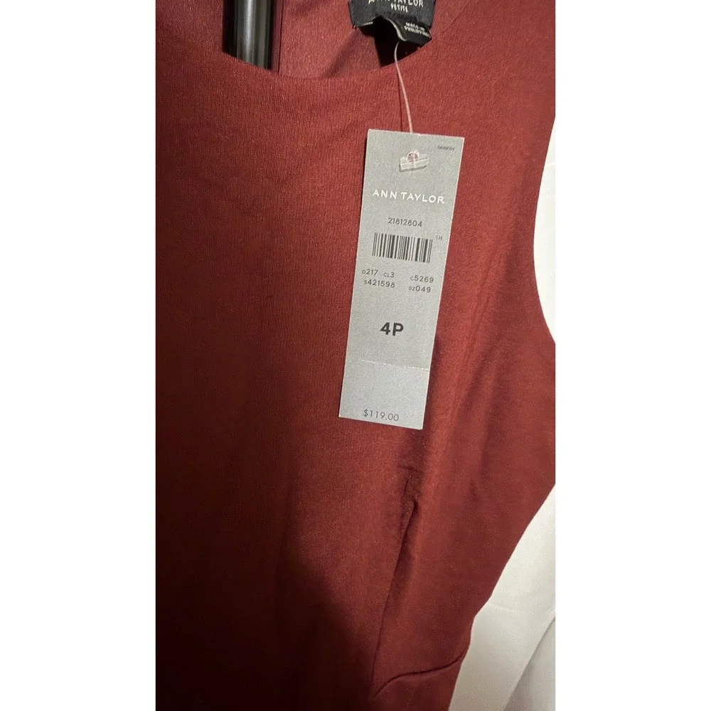 Ann Taylor Petite Burgundy Sleeveless Sheath Dress Size 4P NWT 21812804